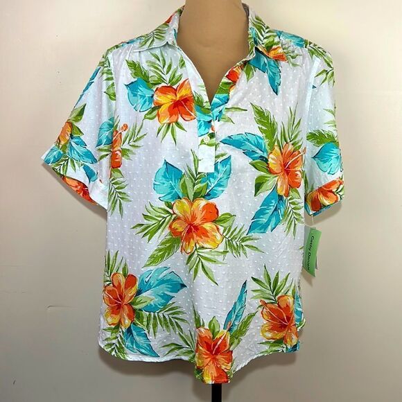 NWT Cathy Daniels Hawaiian blouse size XL - Picture 1 of 10